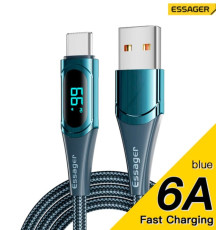 Кабель ESSAGER LCD YD03 USB to Type-C 100W blue (ES-XCT-YD03)