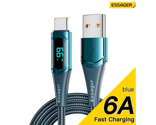 Кабель ESSAGER LCD YD03 USB to Type-C 100W blue (ES-XCT-YD03)