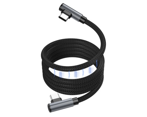 Кабель BOROFONE BU50 elbow magnetic 60W charging data cable Type-C to Type-C Black (6941991111136 )