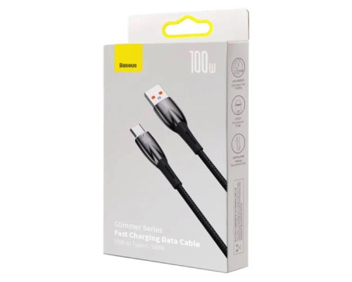 Кабель Baseus Glimmer Series Fast Charging Data Cable USB to Type-C 100W 2m Black (CADH000501)
