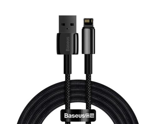 Кабель Baseus Tungsten Gold Fast Charging Data Cable USB to iP 2.4A 2m Black (CALWJ-A01)