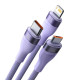 Кабель Baseus Flash Series Ⅱ One-for-three Fast Charging Data Cable USB to M+L+C 66W 1.2m Purple (CASS040005)