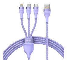 Кабель Baseus Flash Series Ⅱ One-for-three Fast Charging Data Cable USB to M+L+C 66W 1.2m Purple (CASS040005)