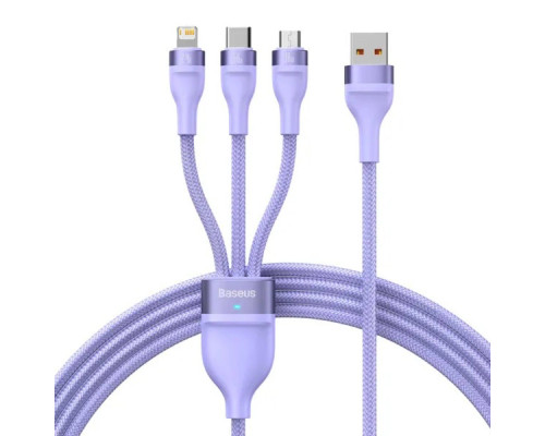 Кабель Baseus Flash Series Ⅱ One-for-three Fast Charging Data Cable USB to M+L+C 66W 1.2m Purple (CASS040005)