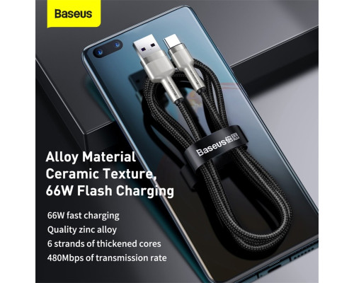 Кабель Baseus Cafule Series Metal Data Cable USB to Type-C 66W 0.25m Black (CAKF000001)