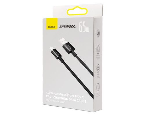 Кабель Baseus Superior Series (SUPERVOOC) Fast Charging Data Cable USB to Type-C 65W 1m Black (CAYS000901)