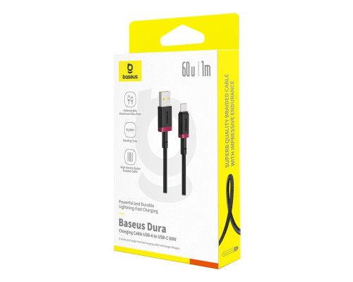 Кабель Baseus Dura Series Fast Charging Cable USB to Type-C 60W 1m Red+Black (P10377802U01-01)