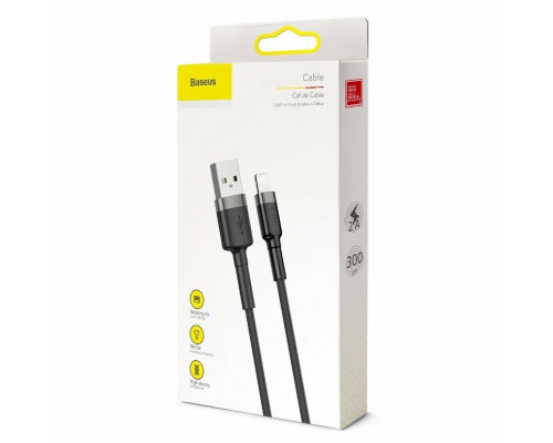 Кабель Baseus Cafule Cable USB For iP 2A 3m Gray+Black (CALKLF-RG1)