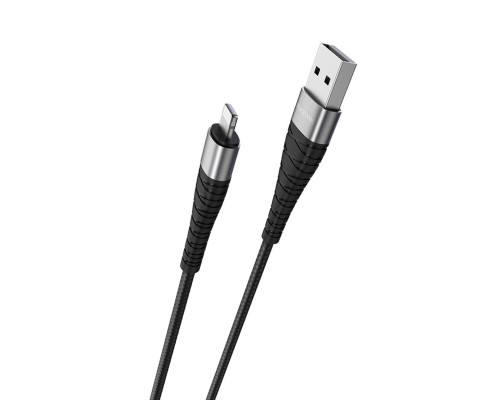 Кабель BOROFONE BX32 USB to iP 2.4A, 1m, nylon, aluminum+TPE connectors, Black (BX32LB)