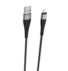 Кабель BOROFONE BX32 USB to iP 2.4A, 1m, nylon, aluminum+TPE connectors, Black (BX32LB)