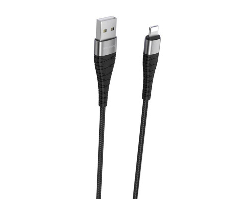 Кабель BOROFONE BX32 USB to iP 2.4A, 1m, nylon, aluminum+TPE connectors, Black (BX32LB)