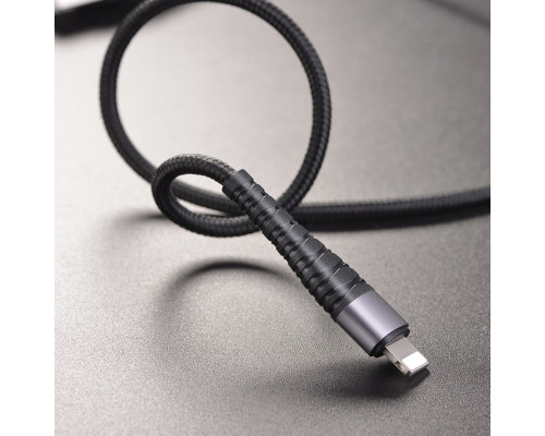 Кабель BOROFONE BX32 USB to iP 2.4A, 1m, nylon, aluminum+TPE connectors, Black (BX32LB)