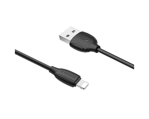 Кабель BOROFONE BX19 USB to iP 2.4A, 1m, PVC, TPE connectors, Black (BX19LB)