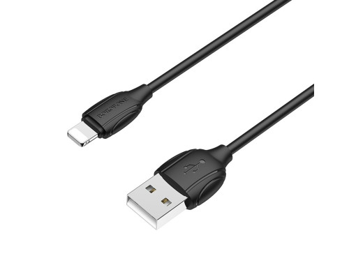 Кабель BOROFONE BX19 USB to iP 2.4A, 1m, PVC, TPE connectors, Black (BX19LB)