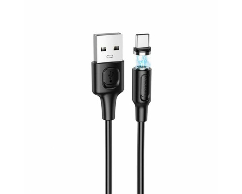 Кабель BOROFONE BX41 USB to Type-C 2.4A, 1m, PVC, PVC connectors, magnetic, Black (BX41CB)