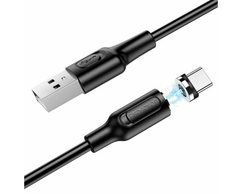 Кабель BOROFONE BX41 USB to Type-C 2.4A, 1m, PVC, PVC connectors, magnetic, Black (BX41CB)