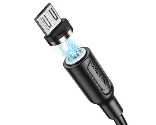 Кабель BOROFONE BX41 USB to Micro 2.4A, 1m, PVC, PVC connectors, magnetic, Black (BX41MB)