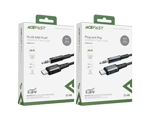 Кабель ACEFAST C1-08 USB-C to 3.5mm aluminum alloy audio cable Black (AFC1-08B)