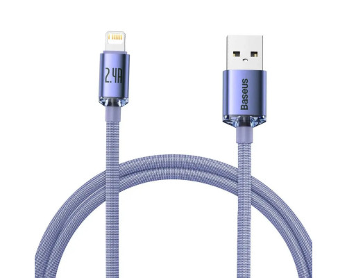 Кабель Baseus Crystal Shine Series Fast Charging Data Cable USB to iP 2.4A 1.2m Purple (CAJY000005)