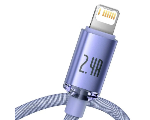Кабель Baseus Crystal Shine Series Fast Charging Data Cable USB to iP 2.4A 1.2m Purple (CAJY000005)