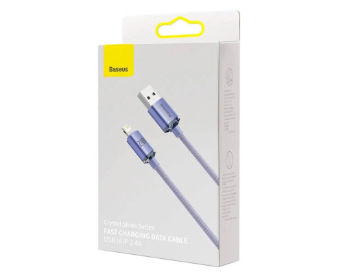 Кабель Baseus Crystal Shine Series Fast Charging Data Cable USB to iP 2.4A 1.2m Purple (CAJY000005)