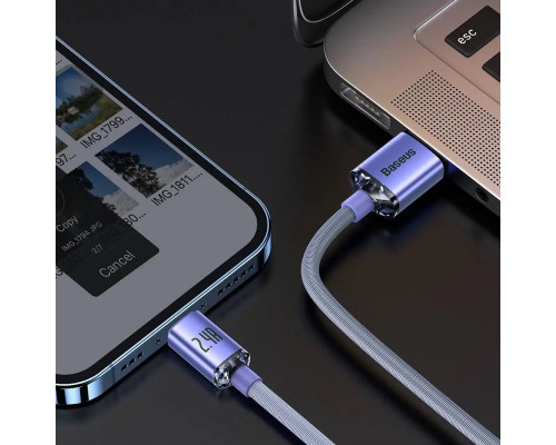 Кабель Baseus Crystal Shine Series Fast Charging Data Cable USB to iP 2.4A 1.2m Purple (CAJY000005)