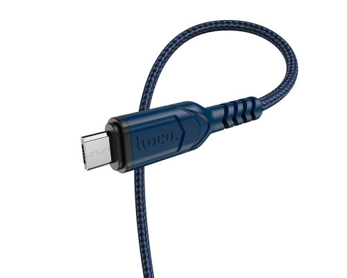 Кабель HOCO X59 USB to Micro 2.4A, 1m, nylon, TPE connectors, Blue (6931474744913)