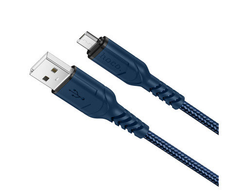 Кабель HOCO X59 USB to Micro 2.4A, 1m, nylon, TPE connectors, Blue (6931474744913)