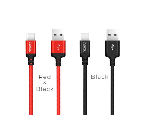 Кабель HOCO X14 USB to Type-C 3A, 1m, nylon, aluminum connectors, Black (6957531062868)