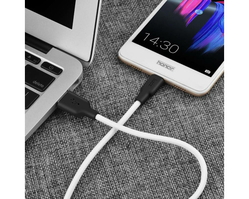 Кабель HOCO X21 USB to Micro 2A, 1m, silicone, TPE connectors, Black+White (6957531071389)