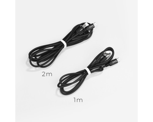 Кабель HOCO X14 USB to Micro 2A, 2m, nylon, aluminum connectors, Black (6957531062905)