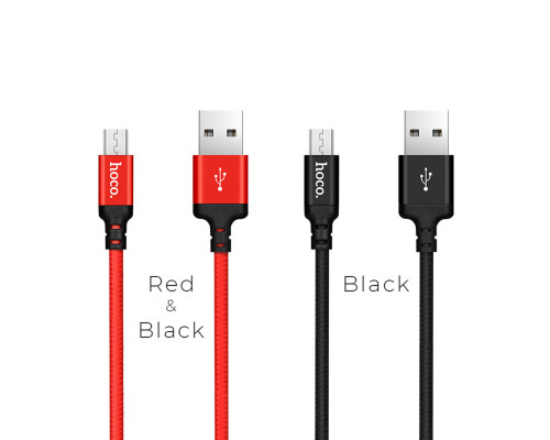 Кабель HOCO X14 USB to Micro 2A, 2m, nylon, aluminum connectors, Black (6957531062905)