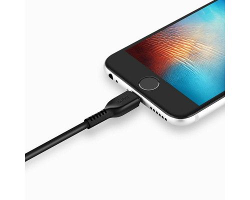 Кабель HOCO X20 USB to iP 2.4A, 1m, PVC, TPE connectors, Black (6957531068808)