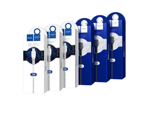 Кабель HOCO X20 USB to iP 2.4A, 1m, PVC, TPE connectors, Black (6957531068808)