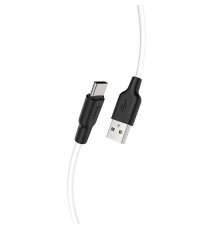 Кабель HOCO X21 Plus USB to Type-C 3A, 2m, silicone, silicone connectors, Black+White (6931474713889)