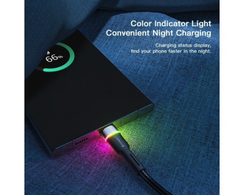 Кабель Essager Colorful LED USB Cable Fast Charging 3A USB-A to Type C 1m black (EXCT-XCD01) (EXCT-XCD01)