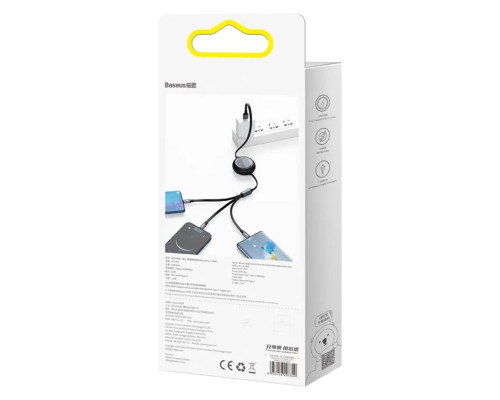 Кабель Baseus Bright Mirror 2 Series Retractable 3-in-1 Fast Charging Data Cable USB to M+L+C 66W 1.1m Black (CAMJ010101)