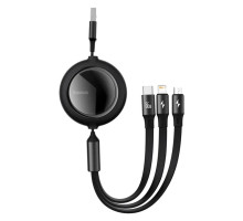 Кабель Baseus Bright Mirror 2 Series Retractable 3-in-1 Fast Charging Data Cable USB to M+L+C 66W 1.1m Black (CAMJ010101)