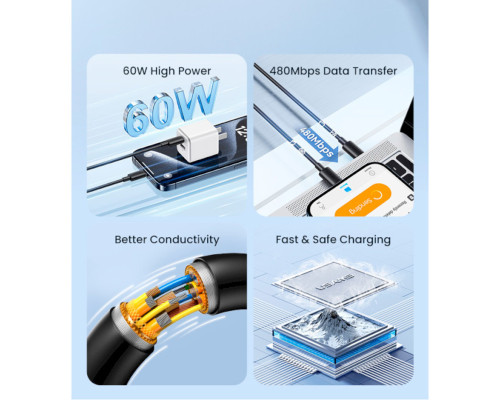 Кабель Usams SJ711 Type-C To Type-C 60W Fast Charging black (SJ711USB01)