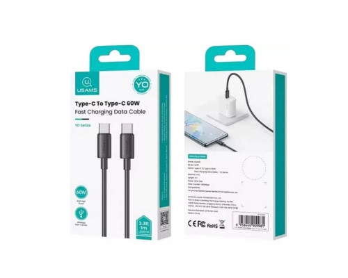 Кабель Usams SJ711 Type-C To Type-C 60W Fast Charging black (SJ711USB01)