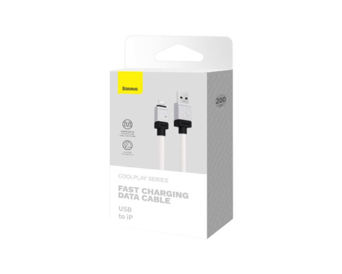 Кабель Baseus CoolPlay Series Fast Charging Cable USB to iP 2.4A 2m White (CAKW000502)