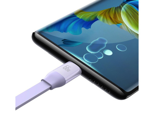 Кабель Baseus Bright Mirror 2 Series Retractable 3-in-1 Fast Charging Data Cable USB to M+L+C 66W 1.1m Purple (CAMJ010105)