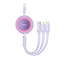 Кабель Baseus Bright Mirror 2 Series Retractable 3-in-1 Fast Charging Data Cable USB to M+L+C 66W 1.1m Purple (CAMJ010105)