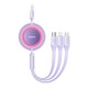 Кабель Baseus Bright Mirror 2 Series Retractable 3-in-1 Fast Charging Data Cable USB to M+L+C 66W 1.1m Purple (CAMJ010105)