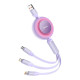 Кабель Baseus Bright Mirror 2 Series Retractable 3-in-1 Fast Charging Data Cable USB to M+L+C 66W 1.1m Purple (CAMJ010105)