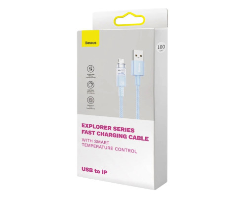 Кабель Baseus Explorer Series Fast Charging Cable with Smart Temperature Control USB to iP 2.4A 1m Blue (CATS010003)