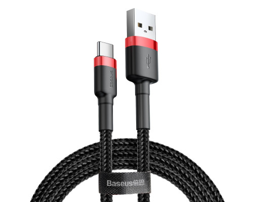 Кабель Baseus Cafule Cable USB For Type-C 3A 0.5m Red+Black (CATKLF-A91)