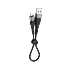 Кабель BOROFONE BX32 USB to iP 2.4A, 0.25m, nylon, aluminum+TPE connectors, Black (BX32LB0.25)