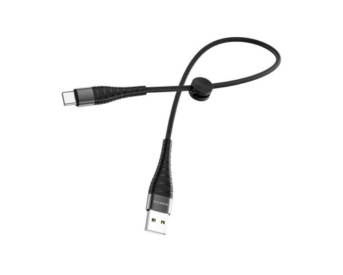 Кабель BOROFONE BX32 USB to Type-C 2.4A, 0.25m, nylon, aluminum+TPE connectors, Black (BX32CB0.25)