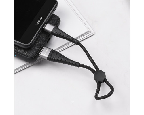 Кабель BOROFONE BX32 USB to Type-C 2.4A, 0.25m, nylon, aluminum+TPE connectors, Black (BX32CB0.25)